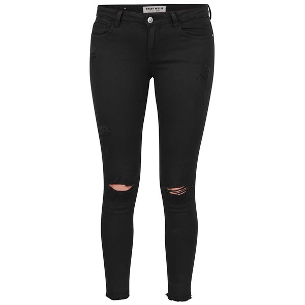 Blugi skinny negri TALLY WEiJL, cu aspect uzat, pentru tinute sexy si cool