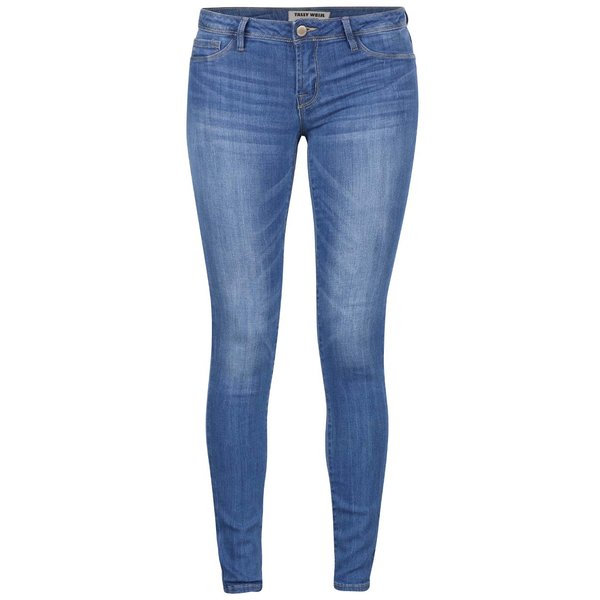 Blugi skinny albastri TALLY WEiJL pentru femei, cu aspect uzat si buzunare laterale