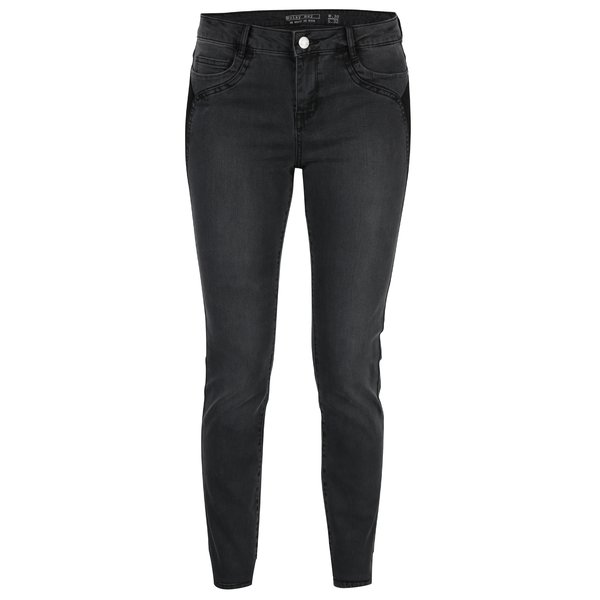 Blugi skinny gri inchis cu talie clasica Noisy May Lucy – model usor elastic si placut la atingere