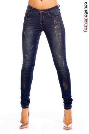 Blugi skinny bleumarin cu imprimeu metalic Marco