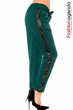 Pantaloni  chino verde smarald cu dungi pe laterale Klypp Green