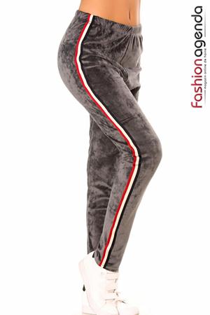 Pantaloni  gri cu dungi pe laterale Red Stripe