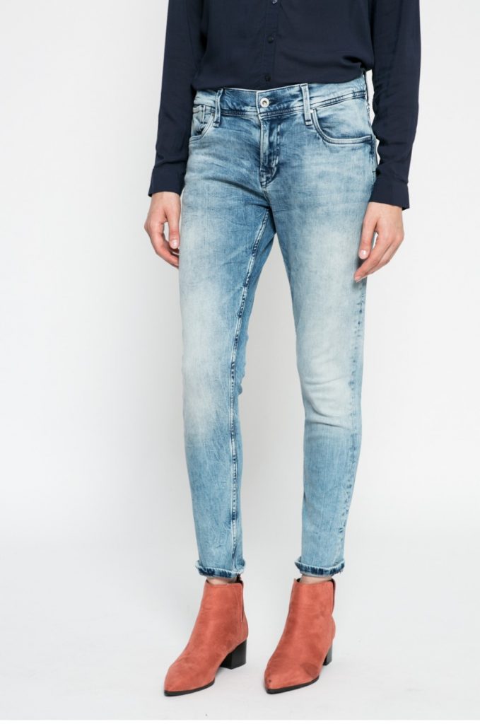 Blugi Pepe Jeans boyfriend culoare albastru