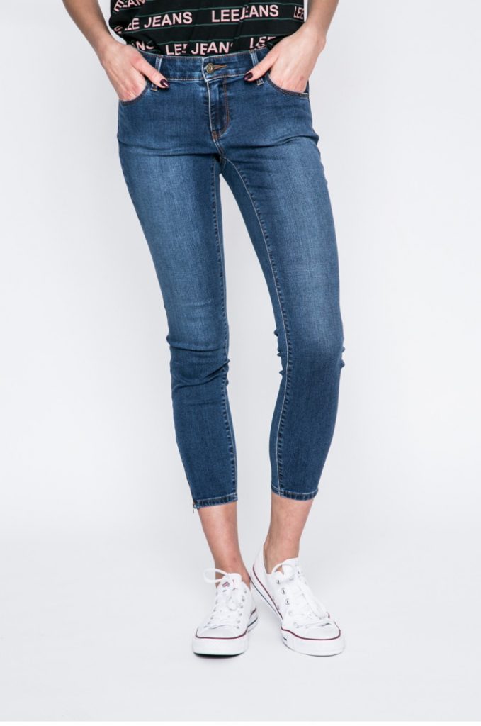 Jeansi skinny femei albastri marca Vero Moda cu fason slim si talia joasa