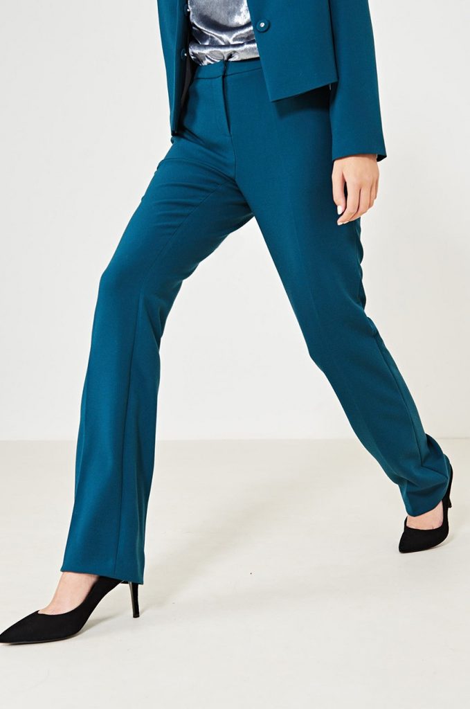 Pantaloni office eleganti albastri cu fason drept marca Simple