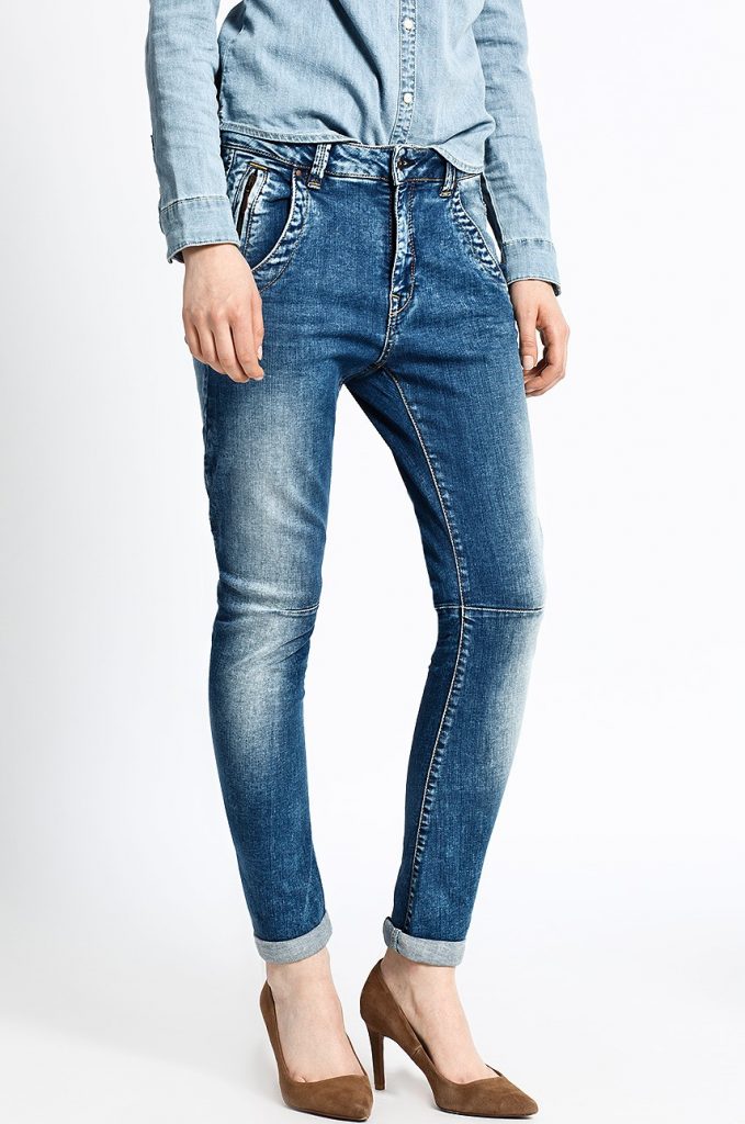 Blugi Pepe Jeans cu fason tapered  din denim spalacit.