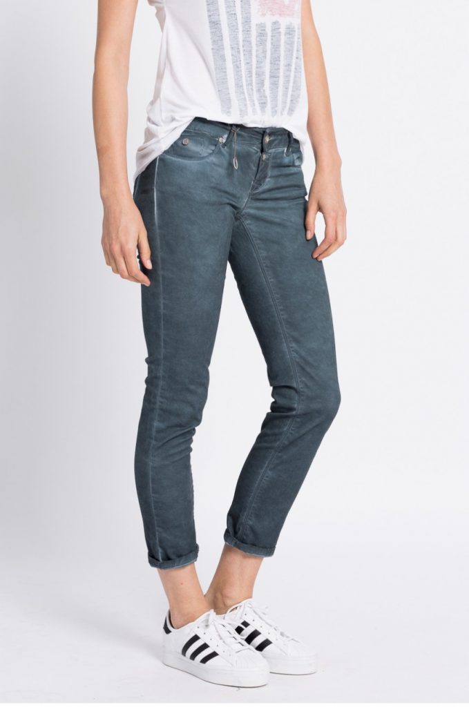 Jeansi dama Only cu fason slim si talia joasa din Denim decolorat decorativ