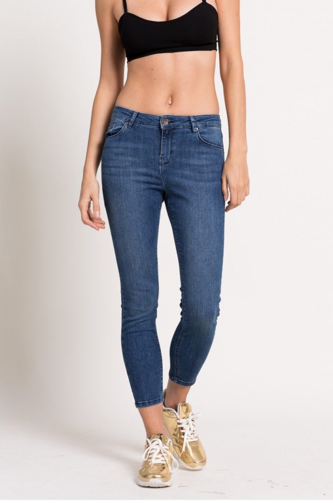 Jeansi albastri skinny cu talia inalta Review