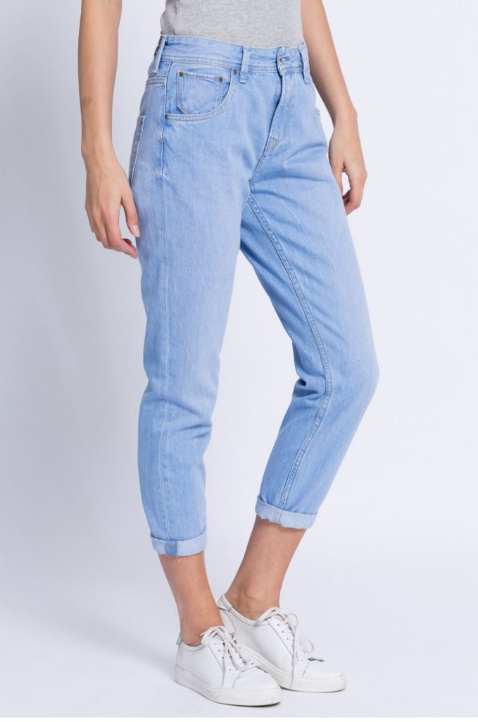 Blugi femei Pepe Jeans cu fason tapered de culoare albastru deschis