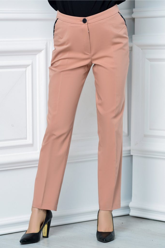 Pantalon Moze office slim roz praf